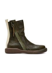 מגפוני נוחות מעור עם רוכסן הפוך חום