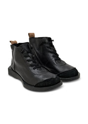 נעליים גבוהות שילוב עור הפוך שחור