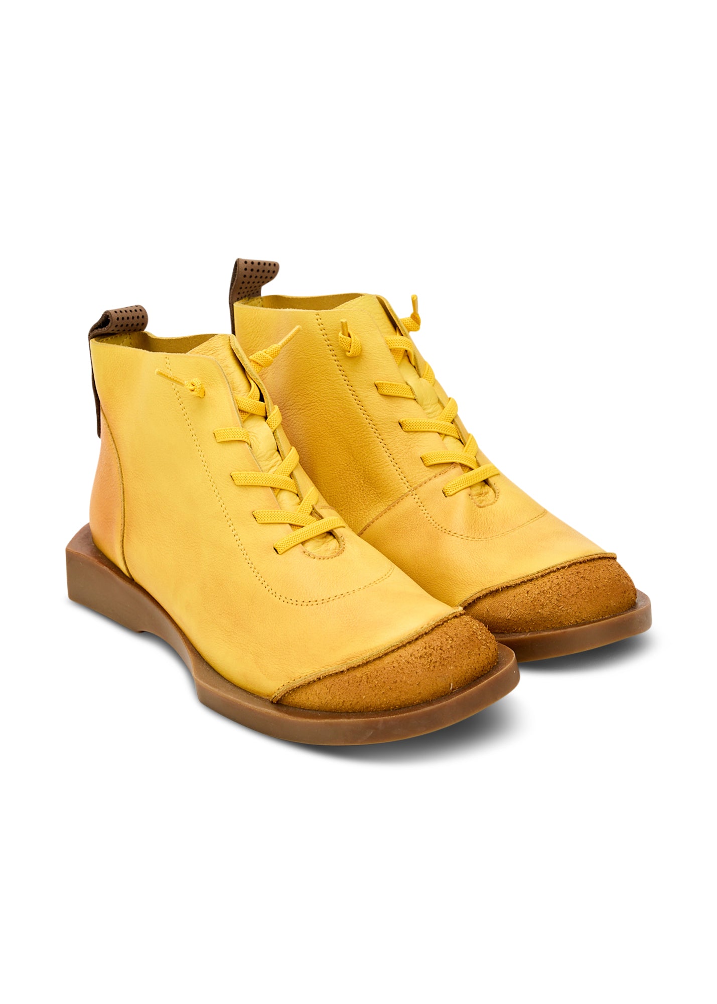 נעליים גבוהות שילוב עור הפוך חרדל