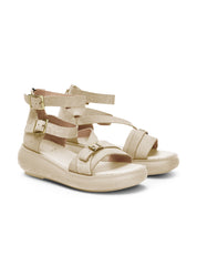 High leather sandals with Stone buckles