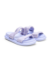 כפכפי עור שתי רצועות מסובבות סגול