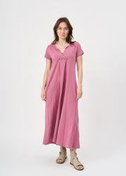 Purple V-neck short sleeve dress