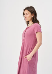 Purple V-neck short sleeve dress