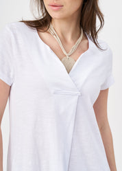 White V-neck short sleeve dress