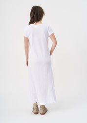 White V-neck short sleeve dress