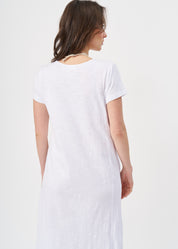 White V-neck short sleeve dress