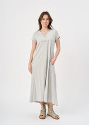 Light gray V-neck short sleeve dress