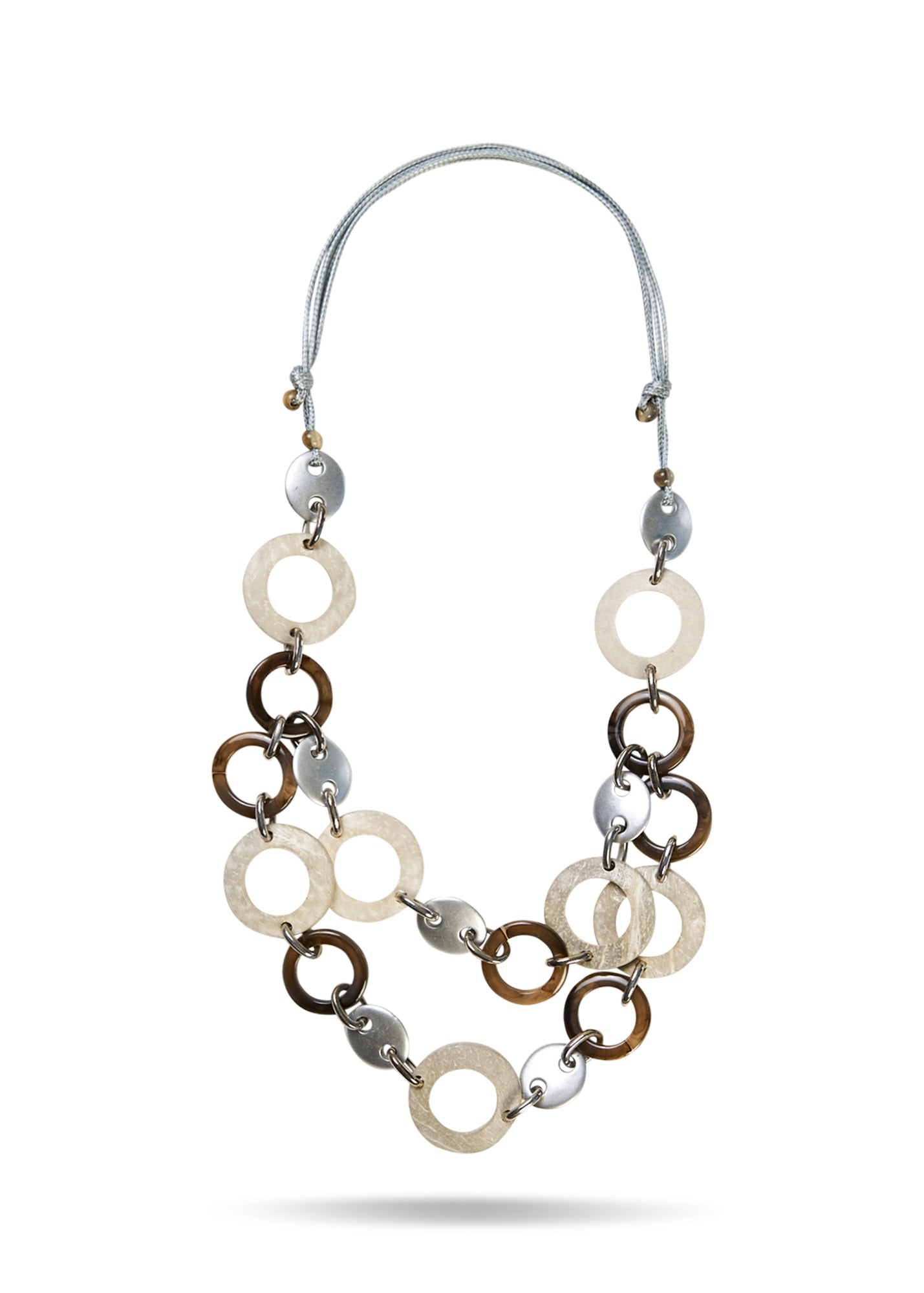 שרשרת עבודת יד טבעות בגוונים שונים אפור