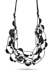 שרשרת לולאות ועליה חצאי עור תפירה שחור