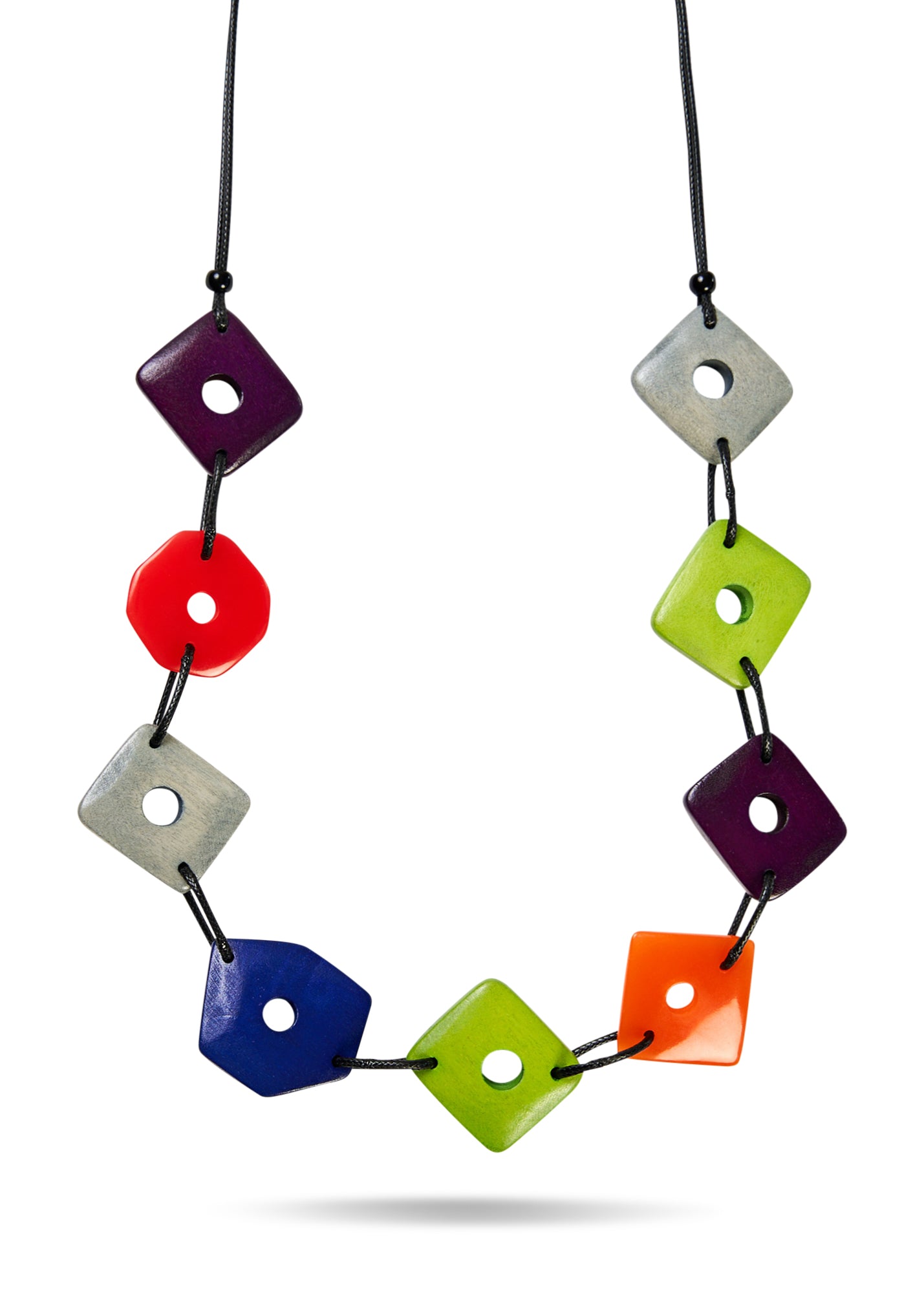 שרשרת חרוזי עץ מרובעים צבעוני