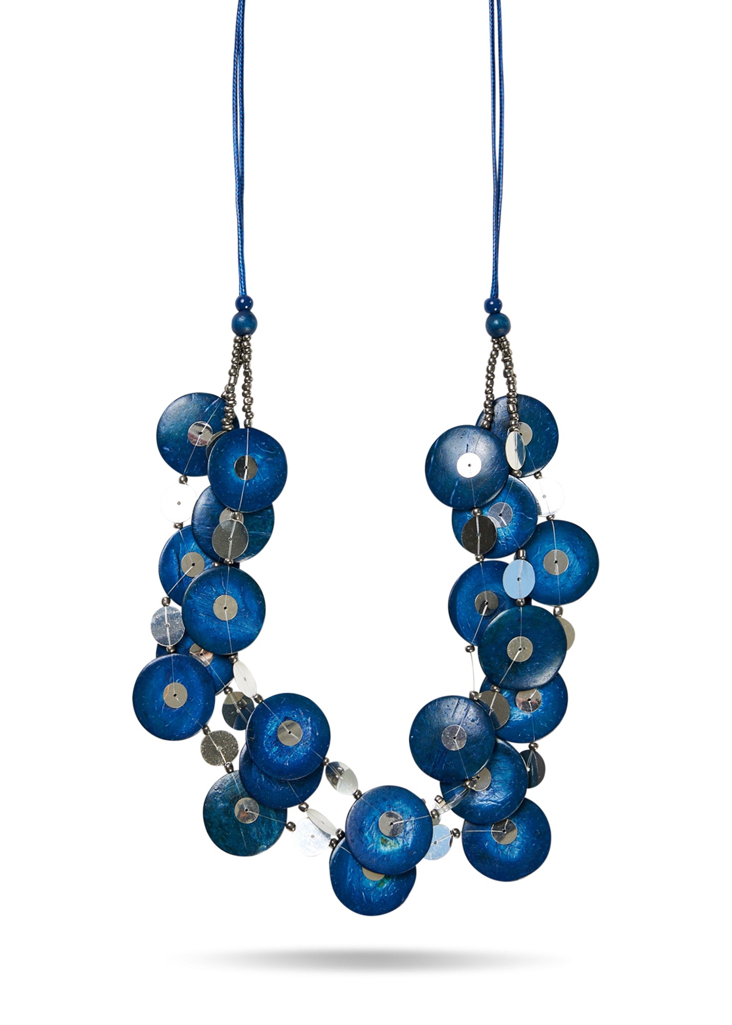 שרשרת שורות עיגולים צבעונית כחול