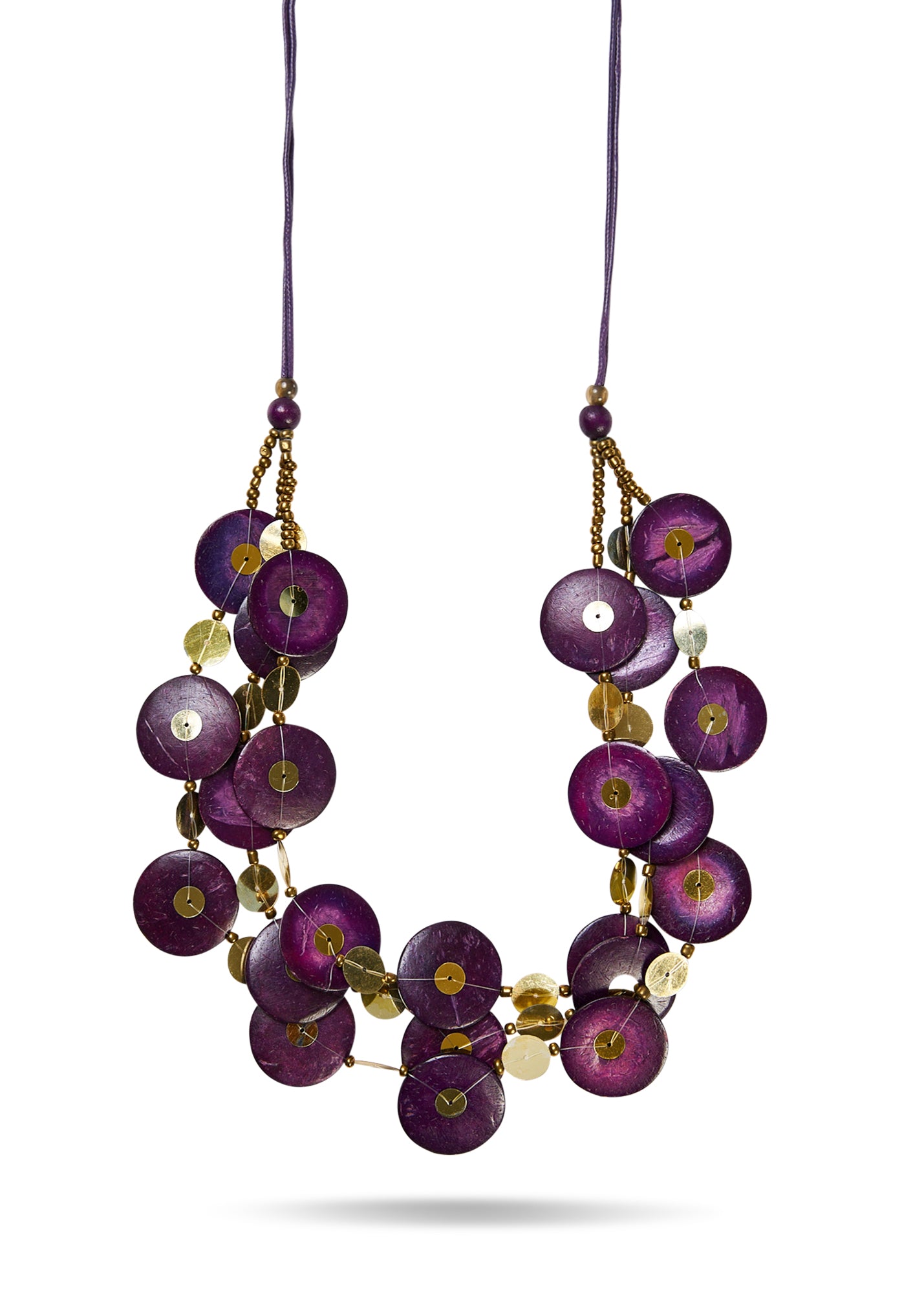 שרשרת שורות עיגולים צבעונית סגול