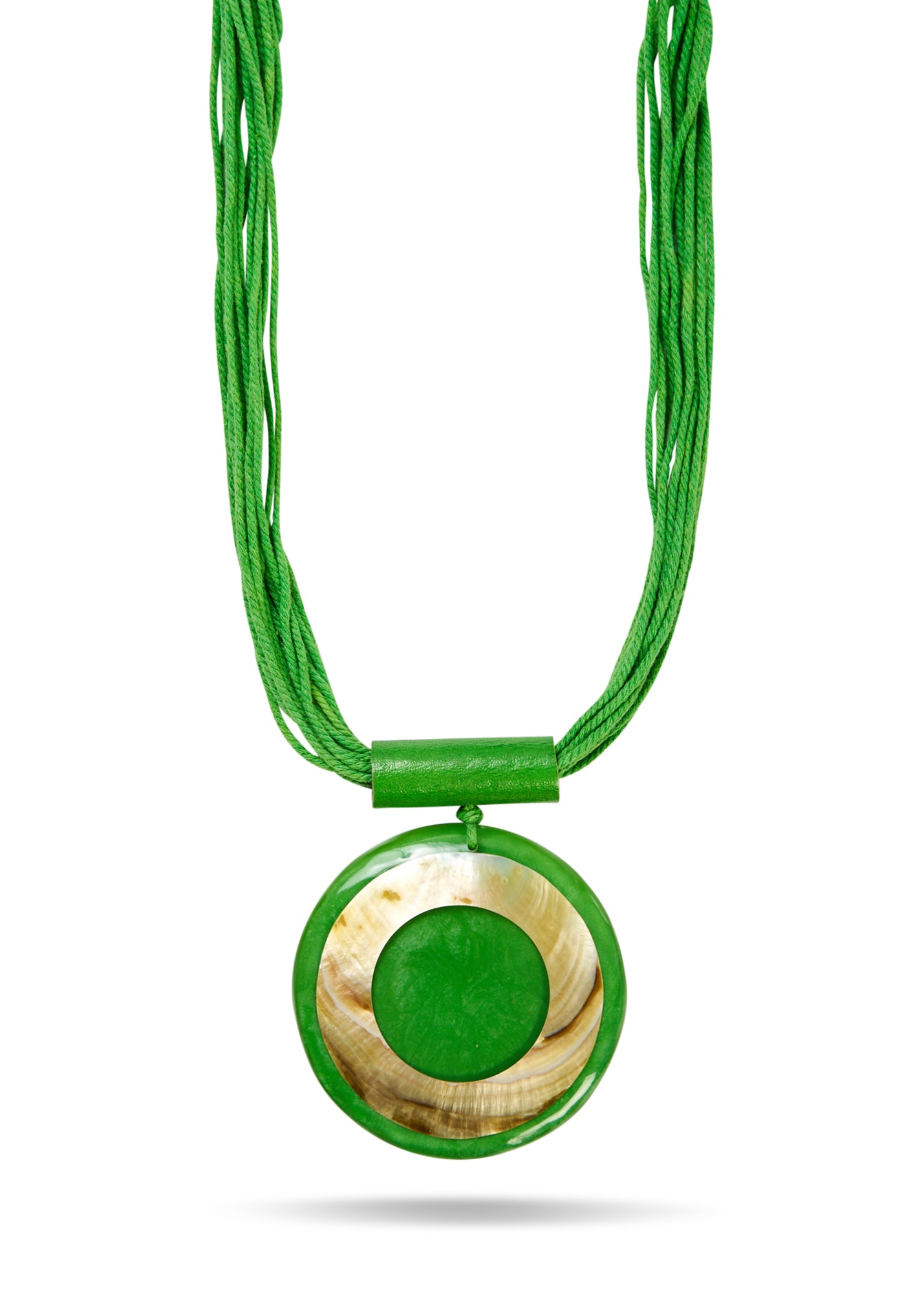 שרשרת תליון זכוכית עגול גדול ירוק