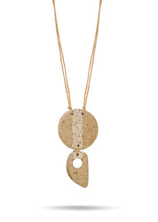 Paper Mache Necklace with Round Pendant and Stone Tooth