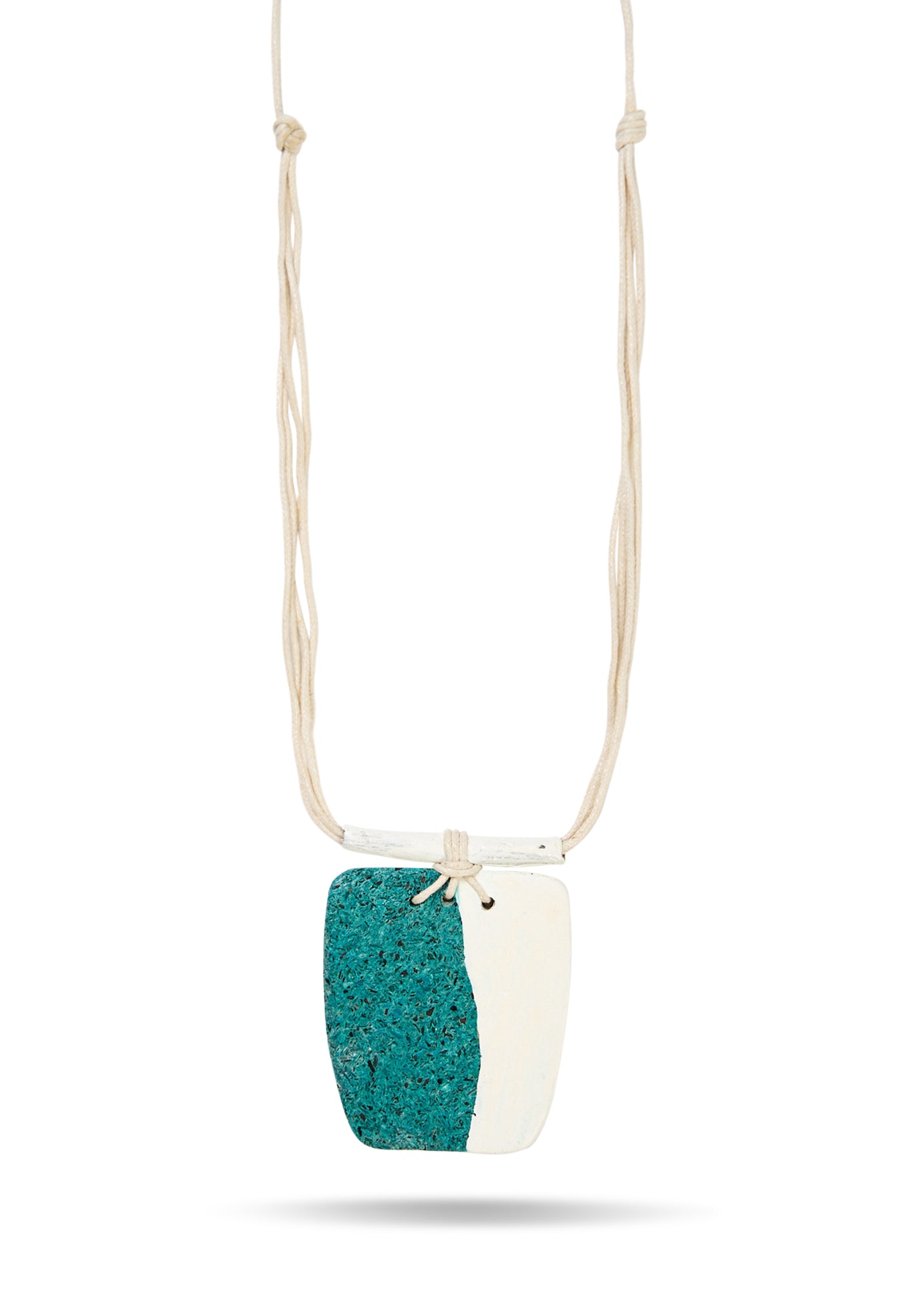 Two-tone square paper pulp necklace, blue