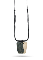Square two-tone paper pulp necklace, black