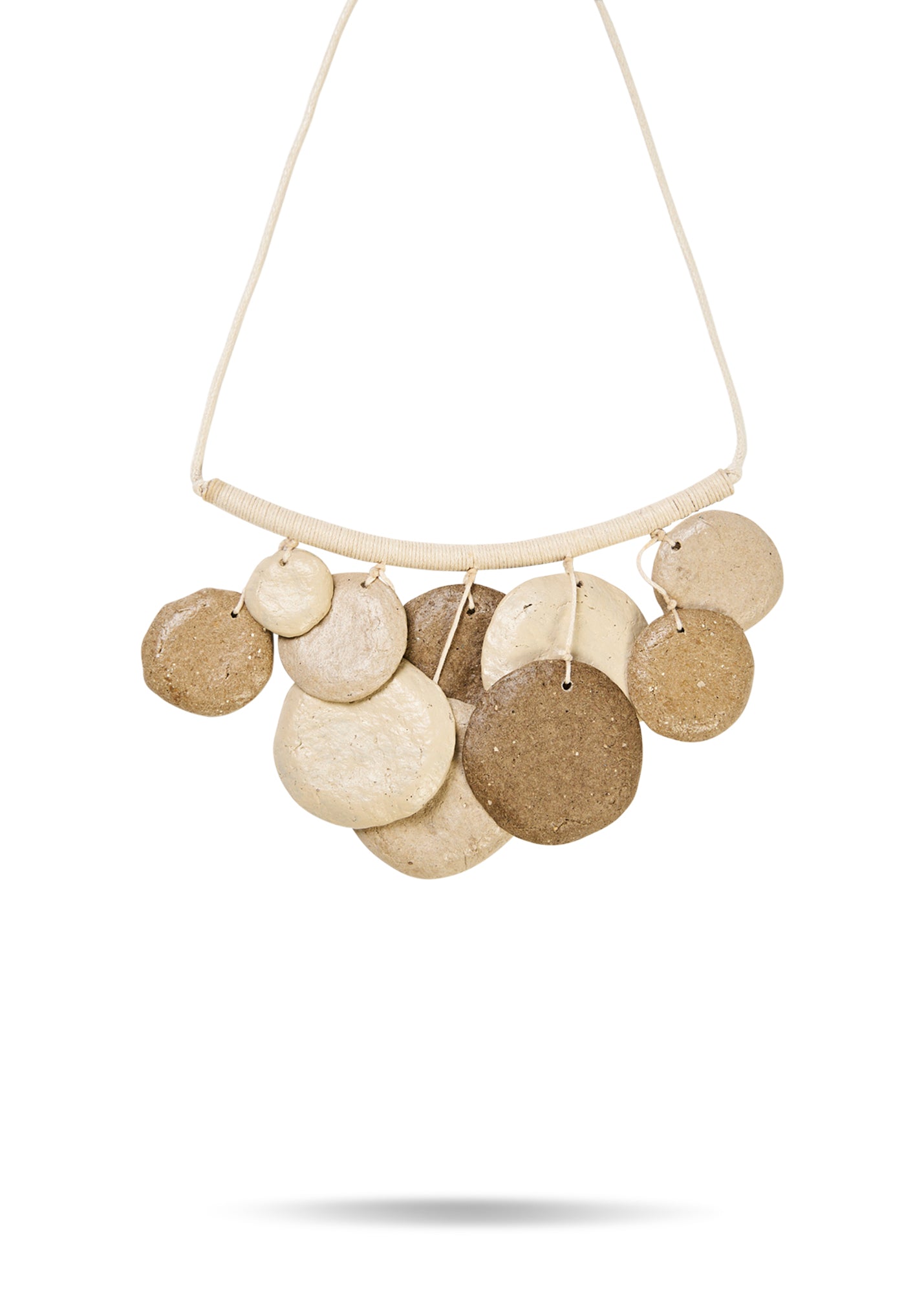 Handmade necklace with flat beads in various sizes Stone
