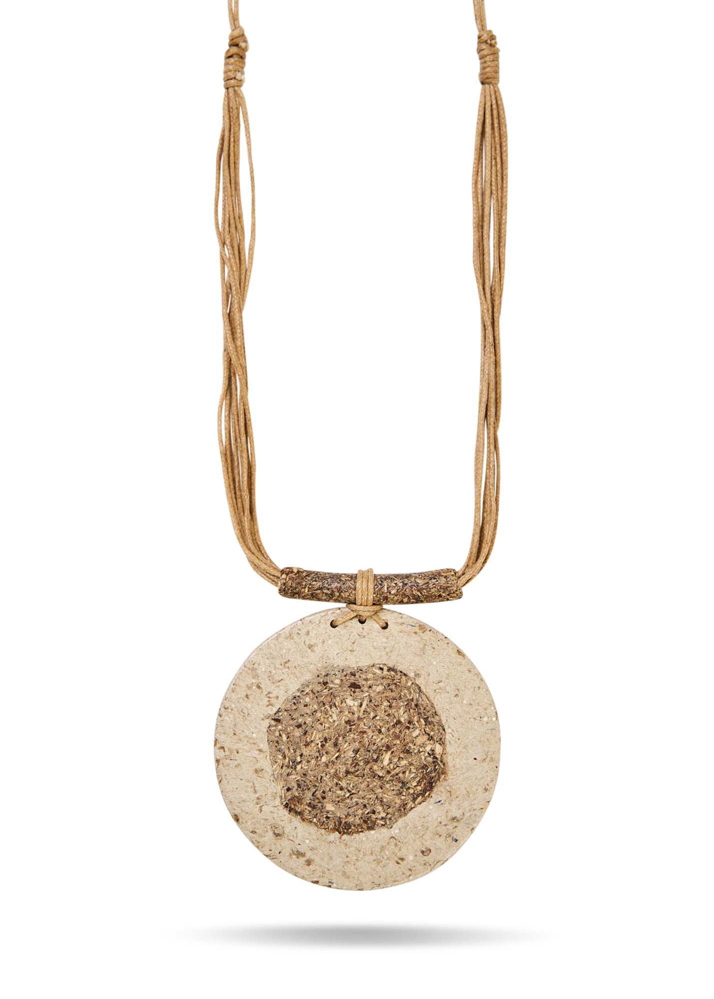 Large Round Paper Mache Stone Pendant Necklace