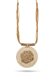 Large Round Paper Mache Stone Pendant Necklace