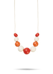Handmade necklace made of orange wood chip beads