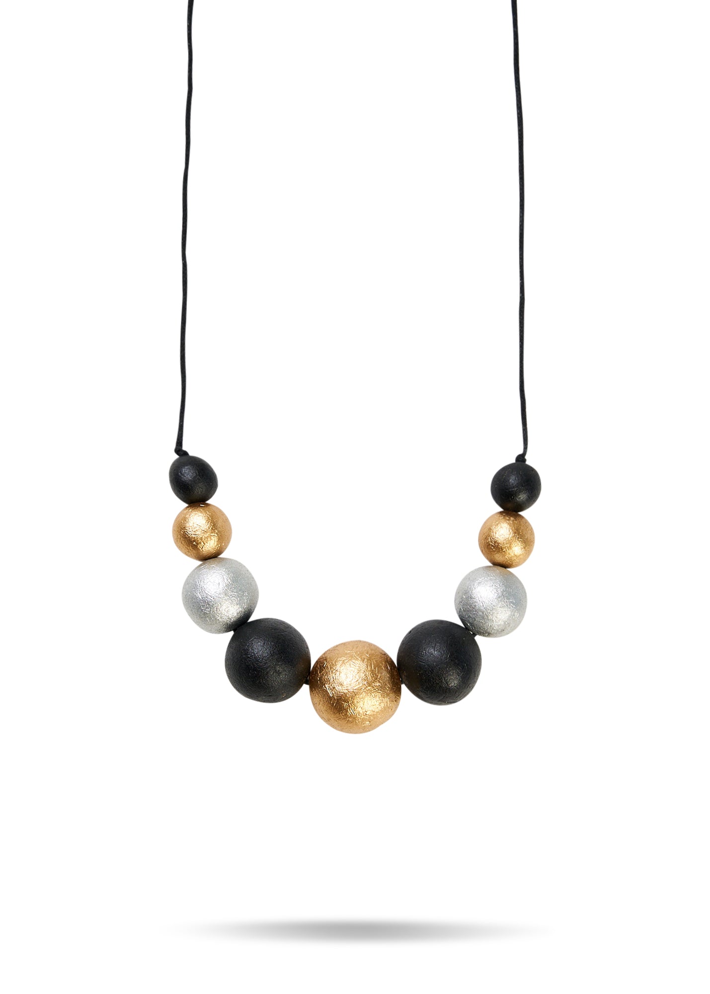 Handmade necklace made of gold wood chip beads