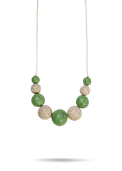 Handmade necklace made of green wood chip beads