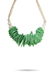 Turquoise papier-mâché flat disc necklace