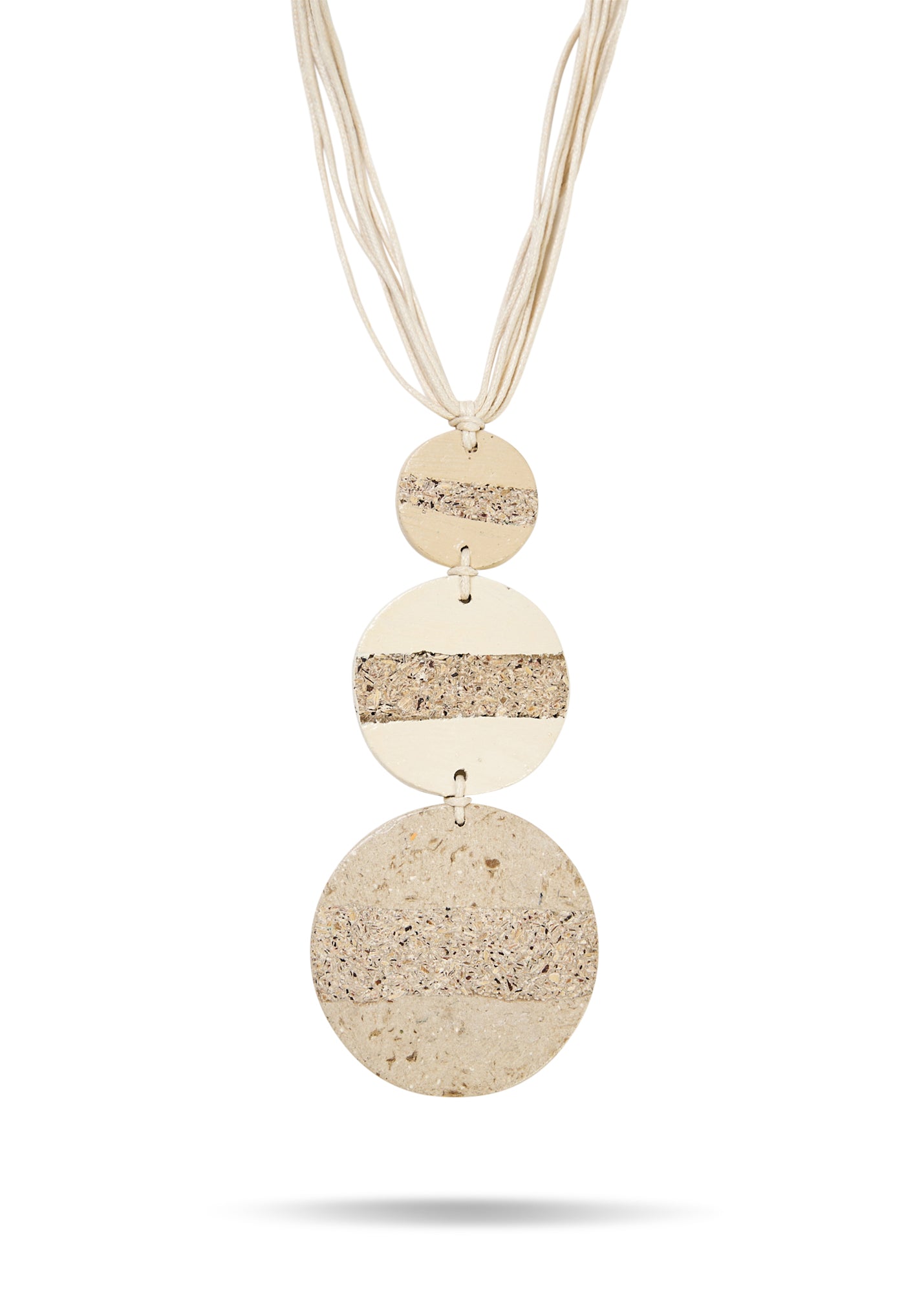 Stone Wood Chip 3 Circle Necklace