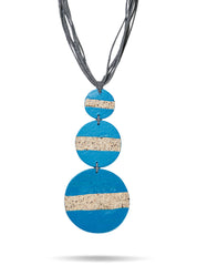 Necklace of 3 turquoise wood chip circles