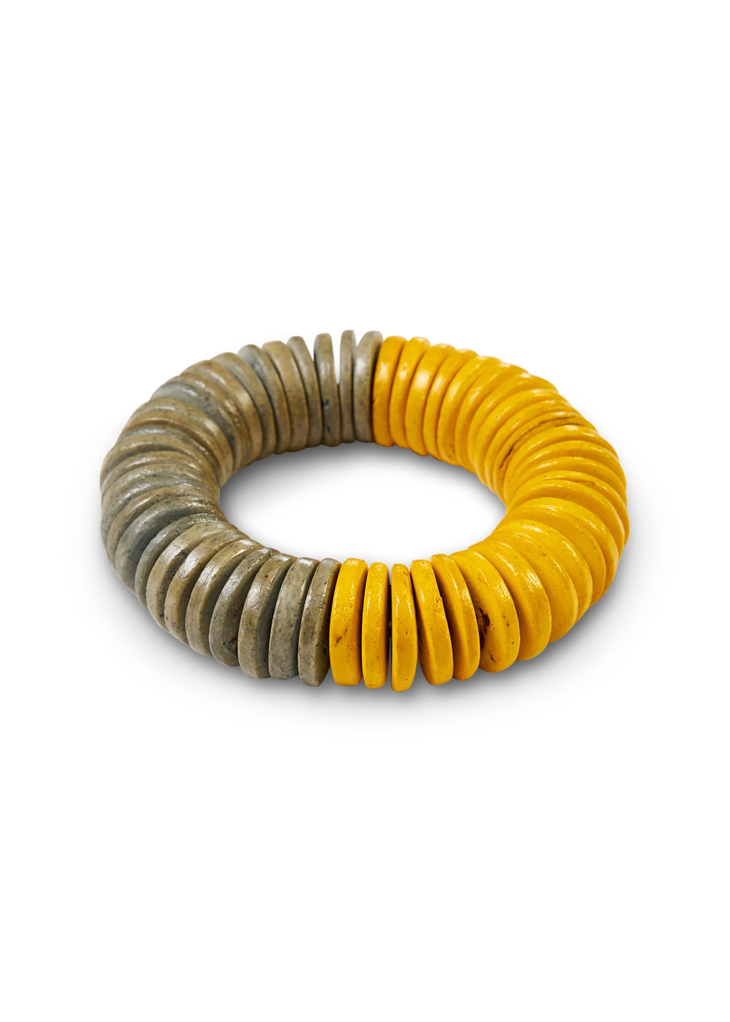 צמיד חרוזי עץ שטוחים צהוב ווש