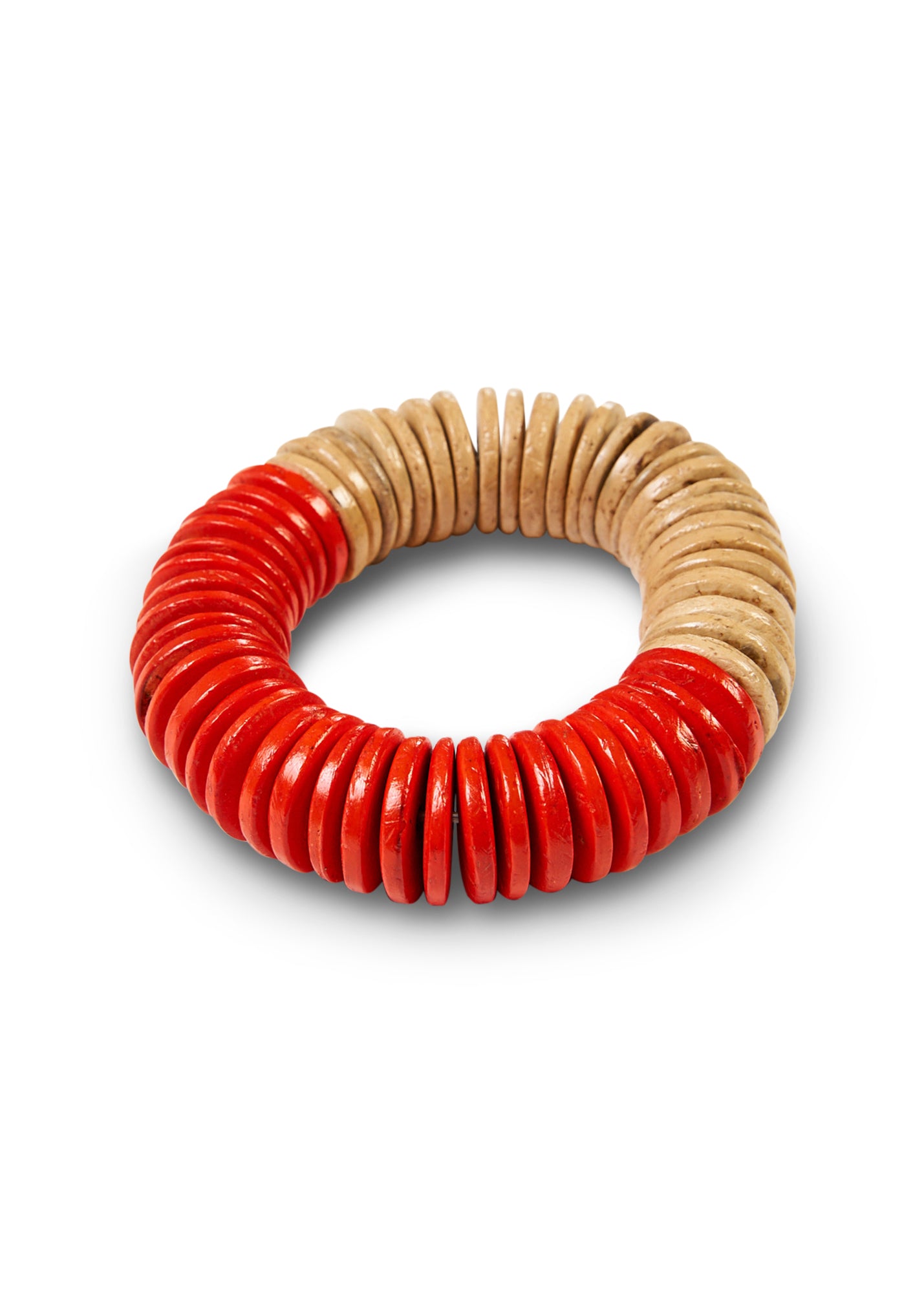 צמיד חרוזי עץ שטוחים כתום ווש