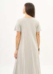 Light gray short sleeve dress with inverted pocket