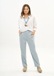Light blue ribbon belted pants