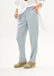 Light blue ribbon belted pants