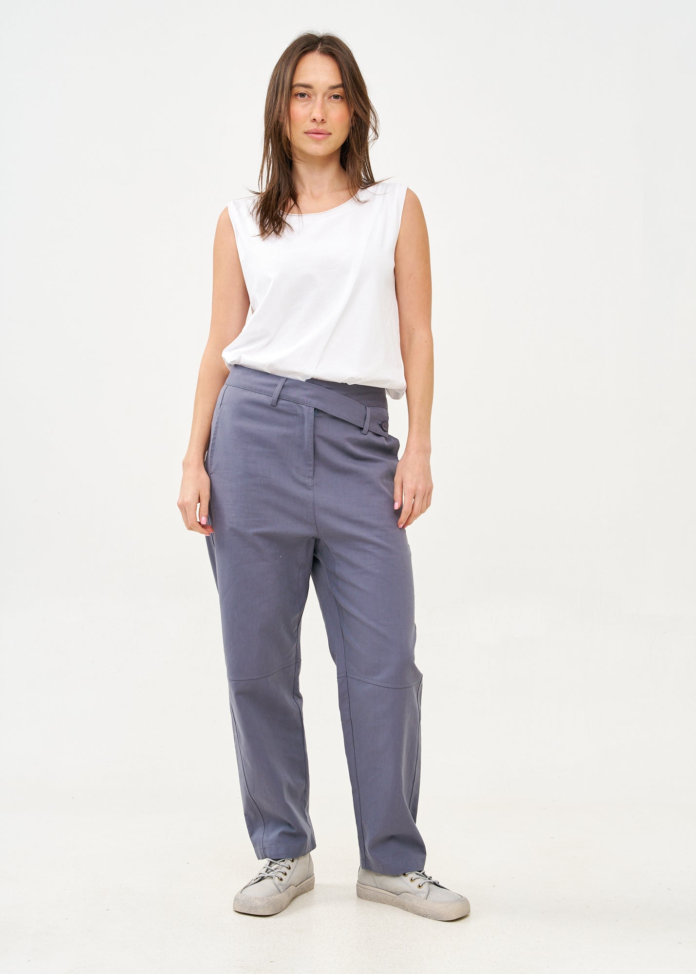 נעלי עור גבוהות עם שרוכים שילוב צבע סטון