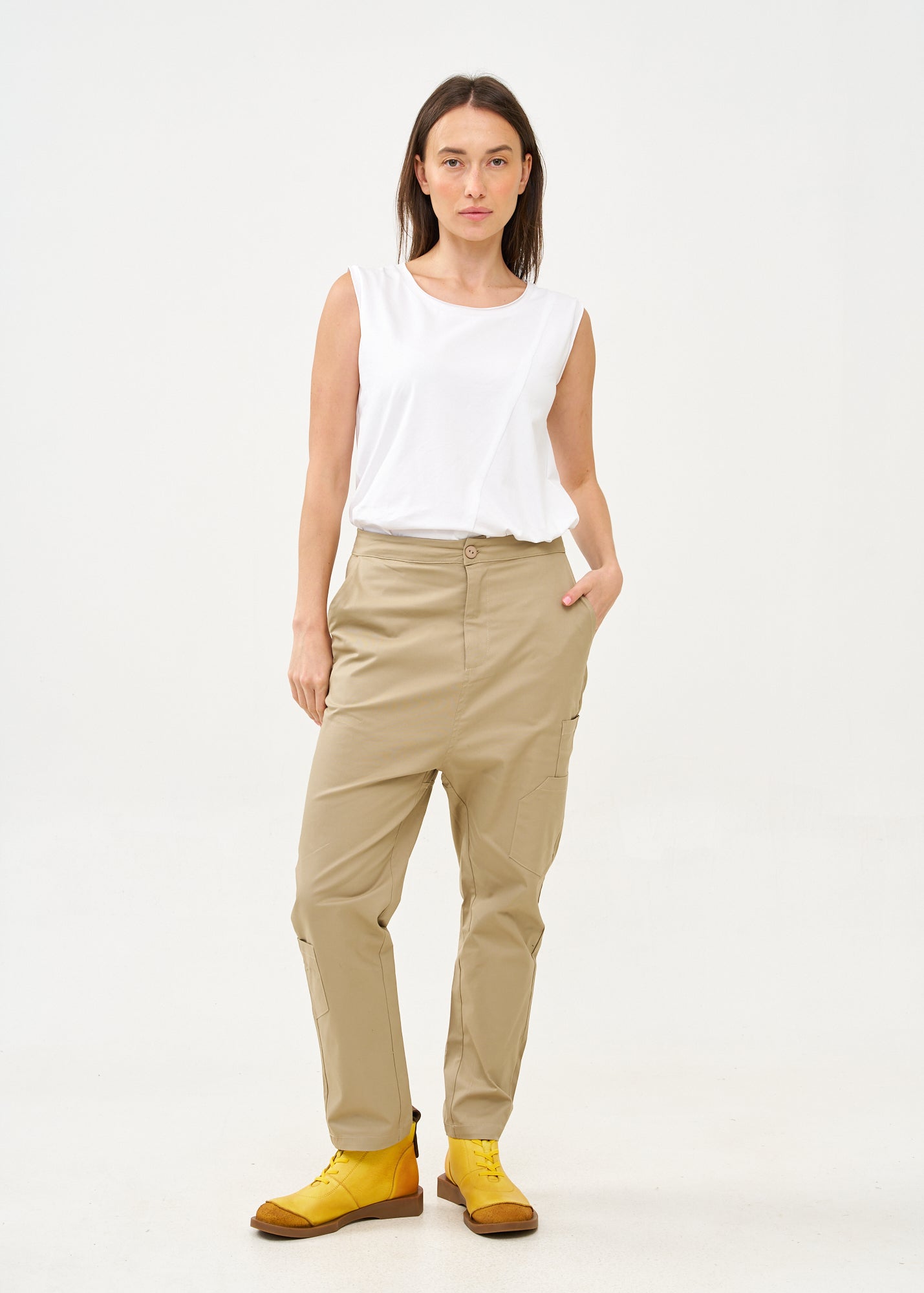 נעליים גבוהות שילוב עור הפוך חרדל