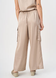 Brown satin pants with pockets
