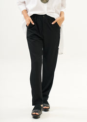 Black ribbon belted pants