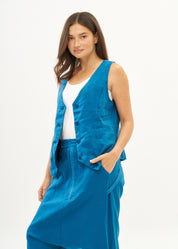 Classic blue linen vest