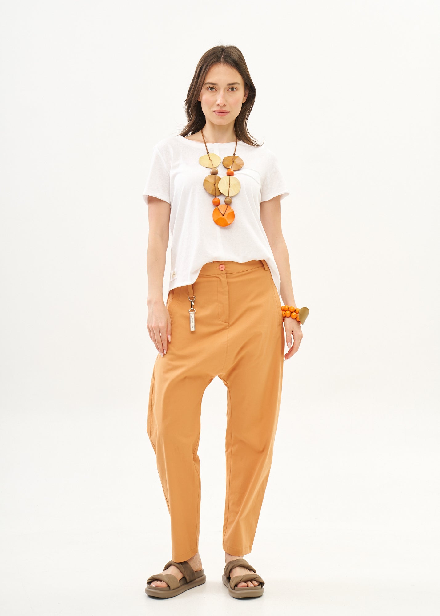 מכנסיים שקי עם סרט מייה כתום