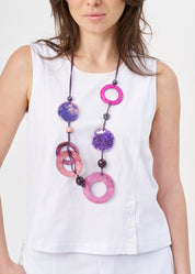 White jersey tank top with slit at the hem