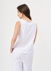 White jersey tank top with slit at the hem