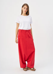 מכנסיים דמוי חצאית כיסים מרובעים אדום