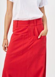 מכנסיים דמוי חצאית כיסים מרובעים אדום