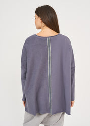 סווטשירט אוברסייז שילוב סרט אפור כהה