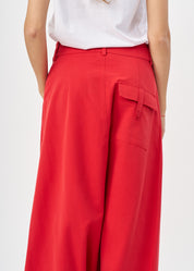 מכנסיים דמוי חצאית כיסים מרובעים אדום