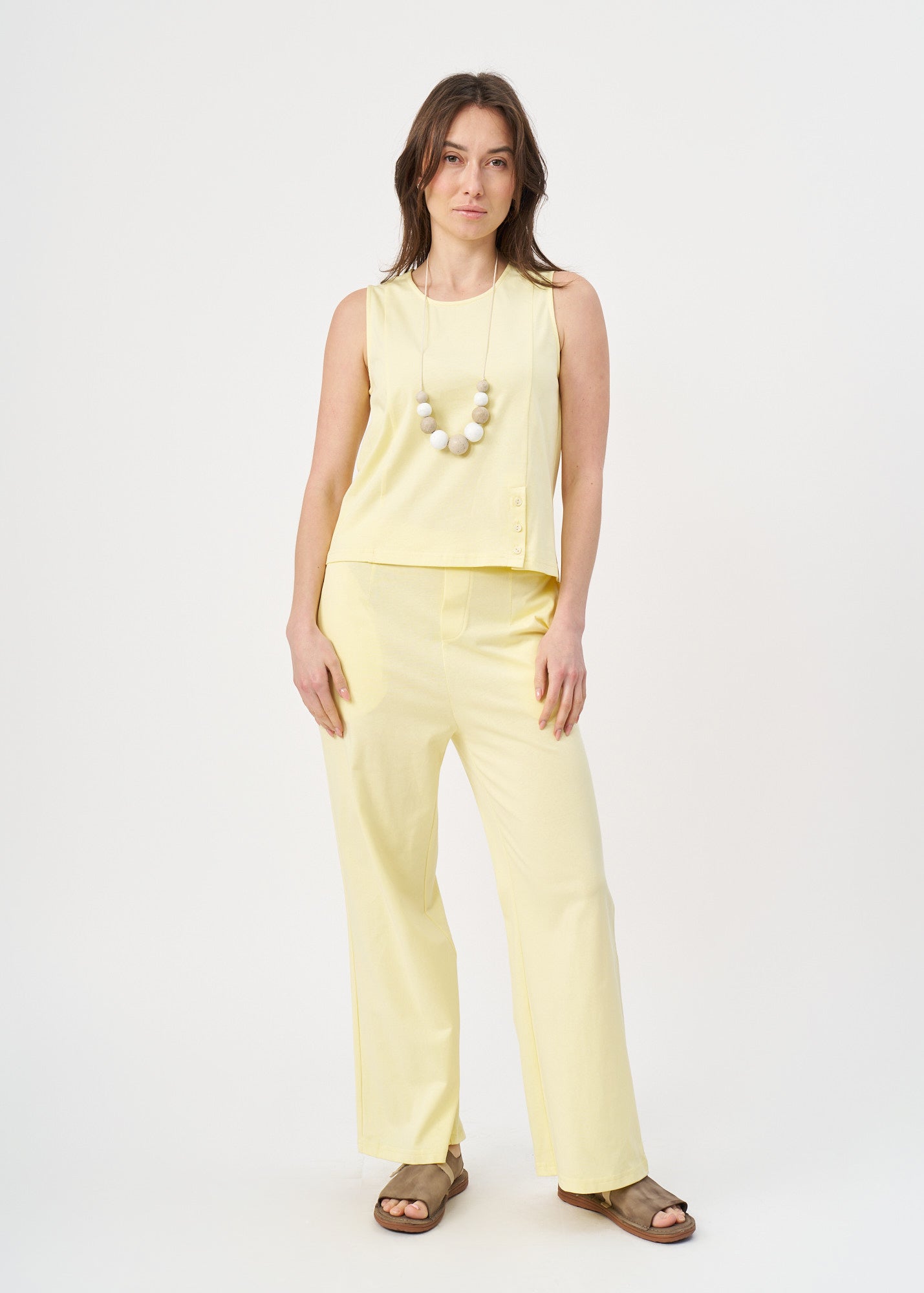 גופייה עם שליץ במכפלת טריקו צהוב