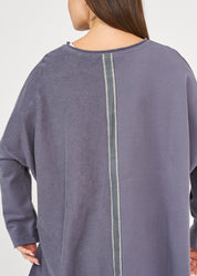 סווטשירט אוברסייז שילוב סרט אפור כהה