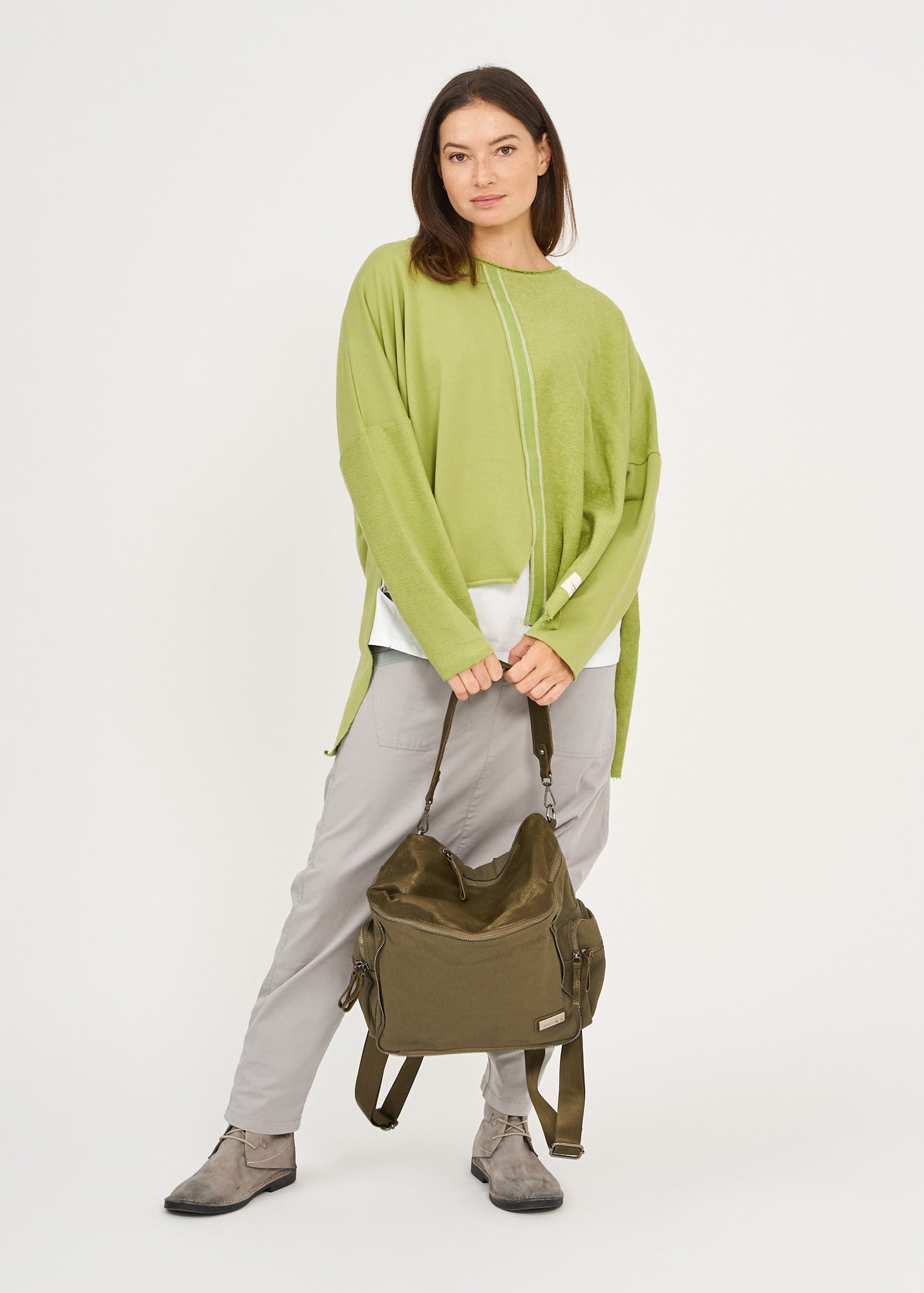 סווטשירט אוברסייז שילוב סרט ירוק