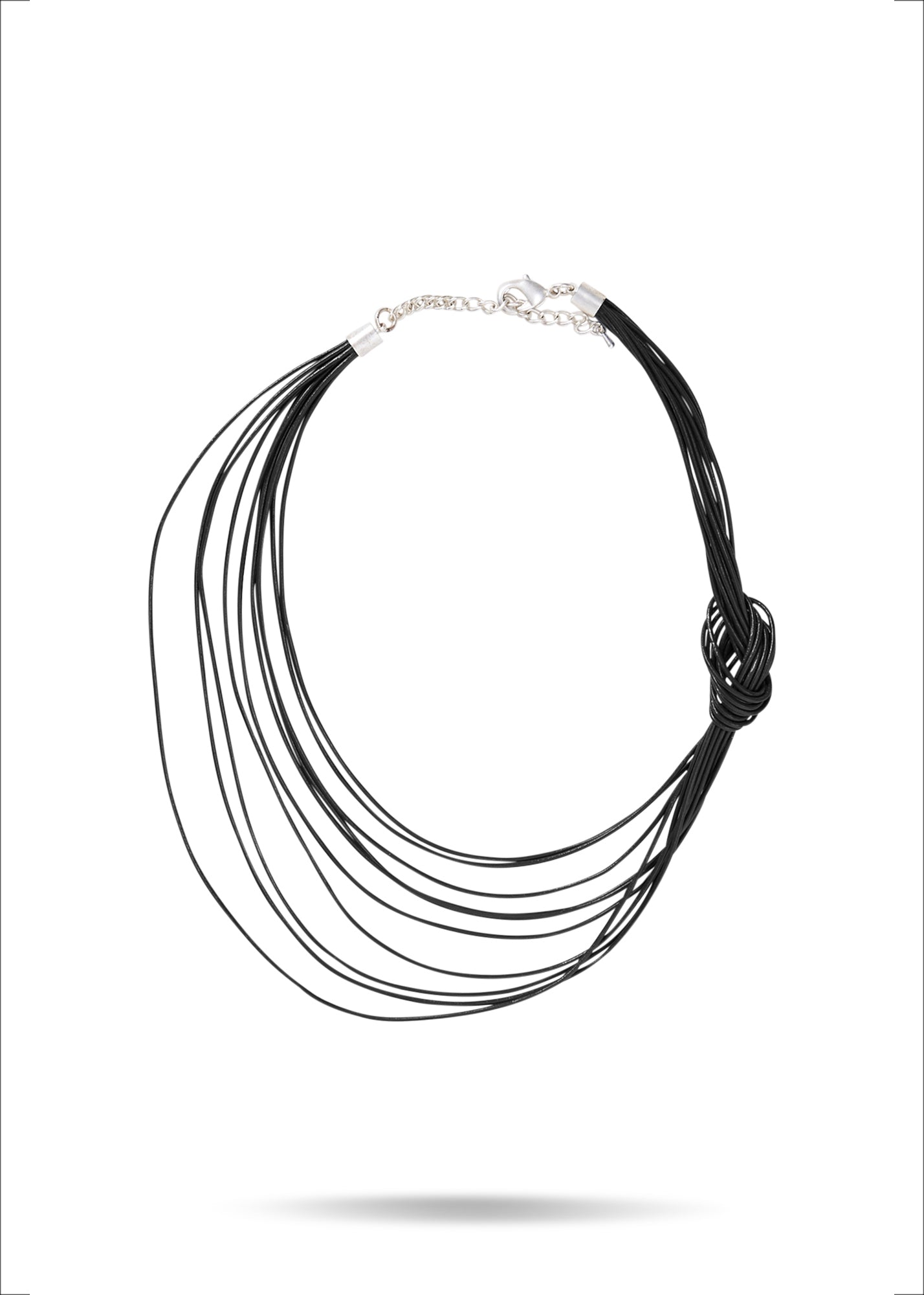 Leather cord chain with black side knot